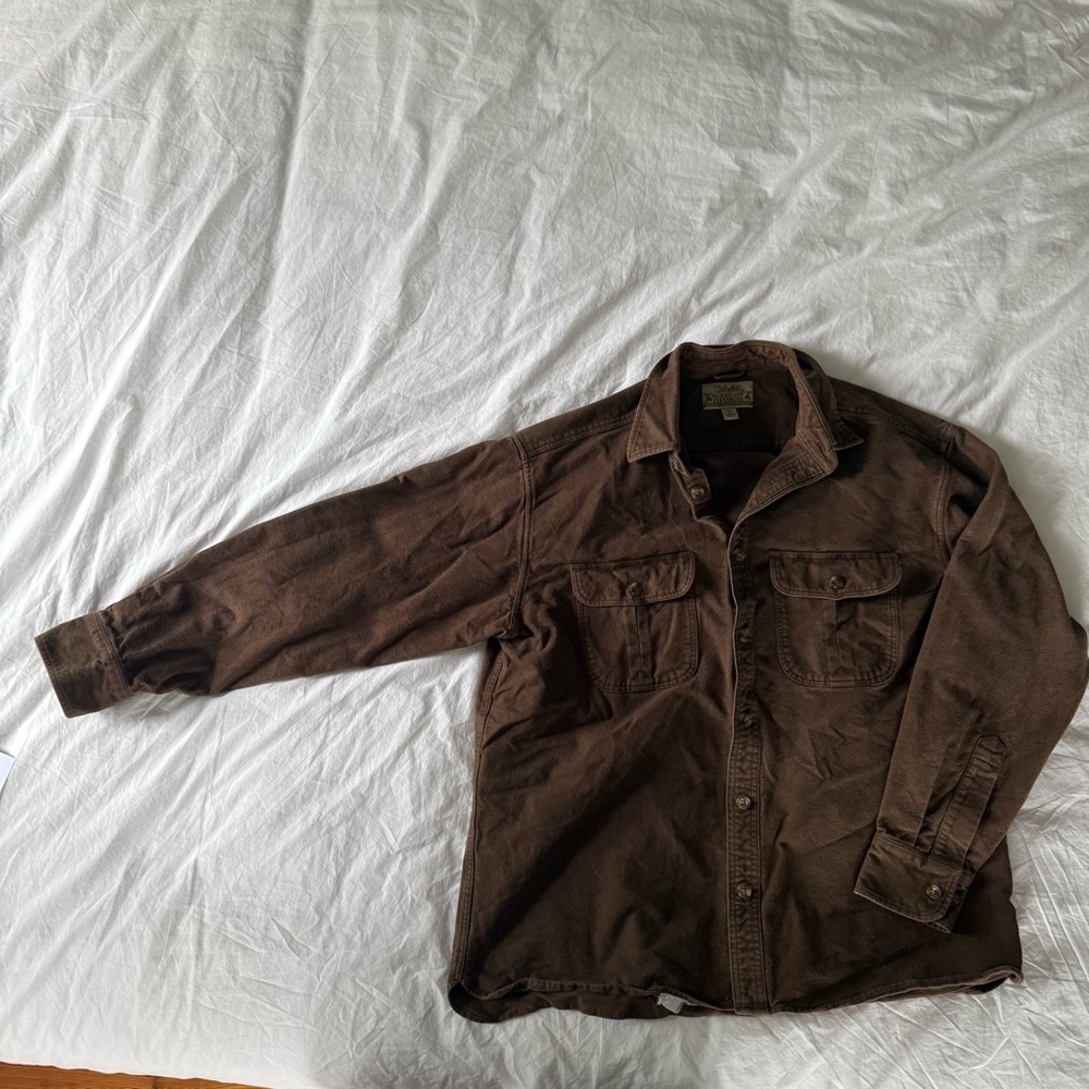 VINTAGE Cabela's Men Button Up Shirt LARGE Brown Deerskin Soft Chamois